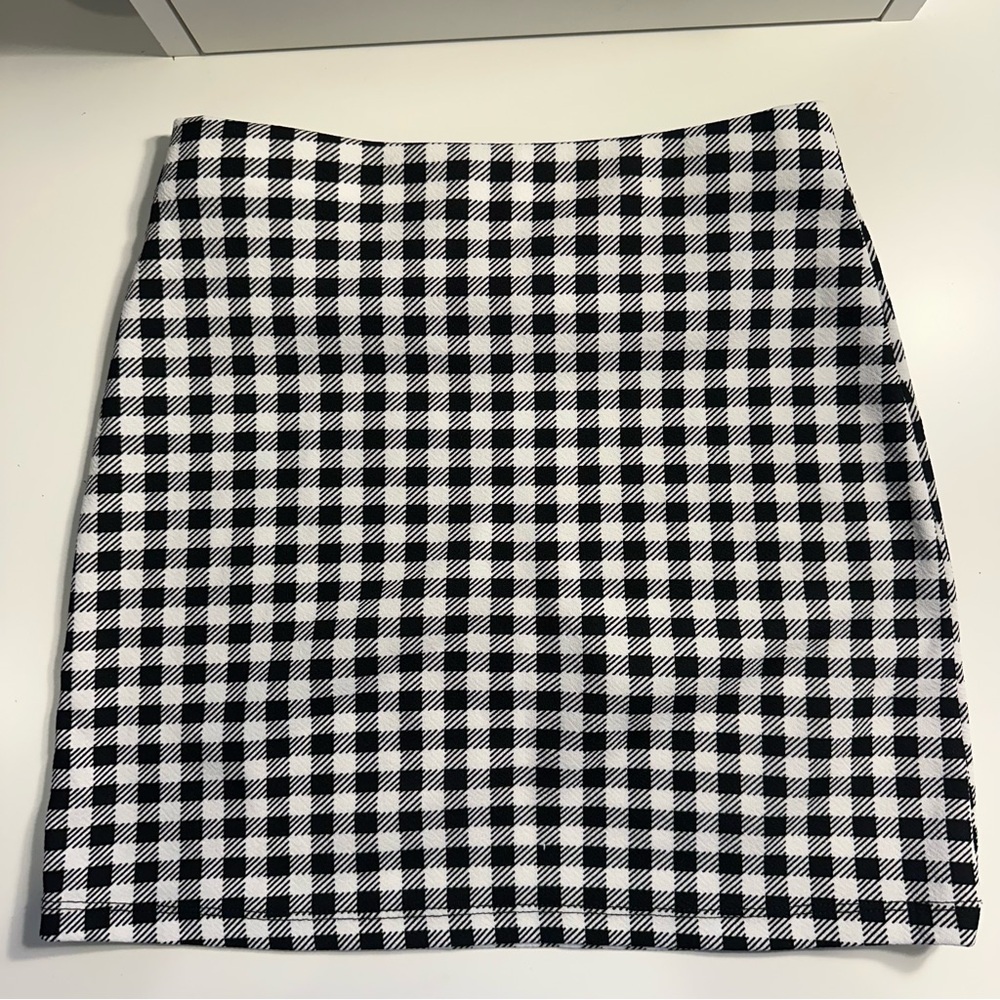 Gingerham/Black and White Plaid Mini Bodycon Skirt